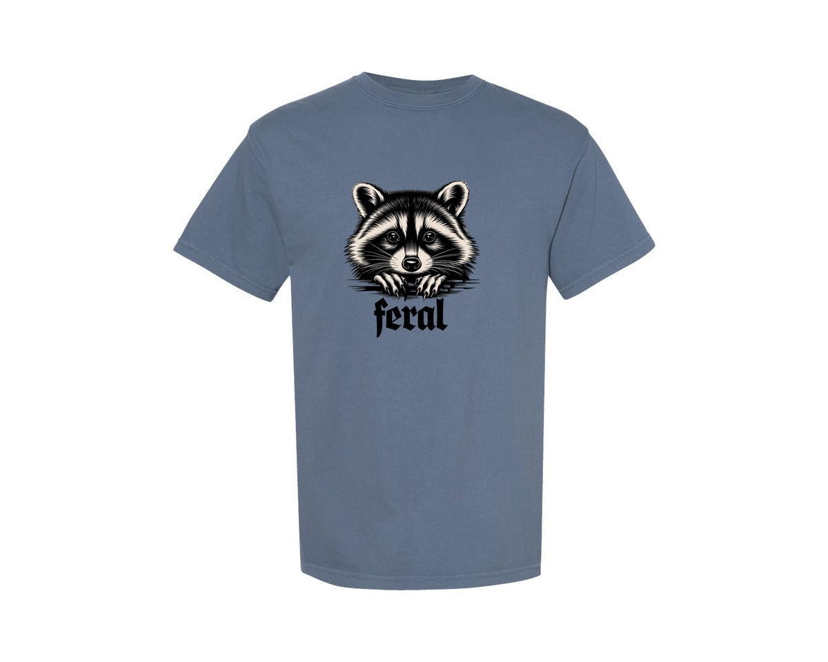 brand:Comfort Colors|color:Blue Jean|Feral Raccoon Gothic Grunge Wild Graphic T-Shirt