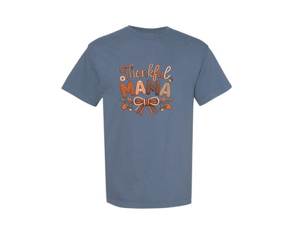 brand:Comfort Colors|color:Blue Jean|Faux Yarn Thankful Mama Faux Yarn Graphic T-Shirt