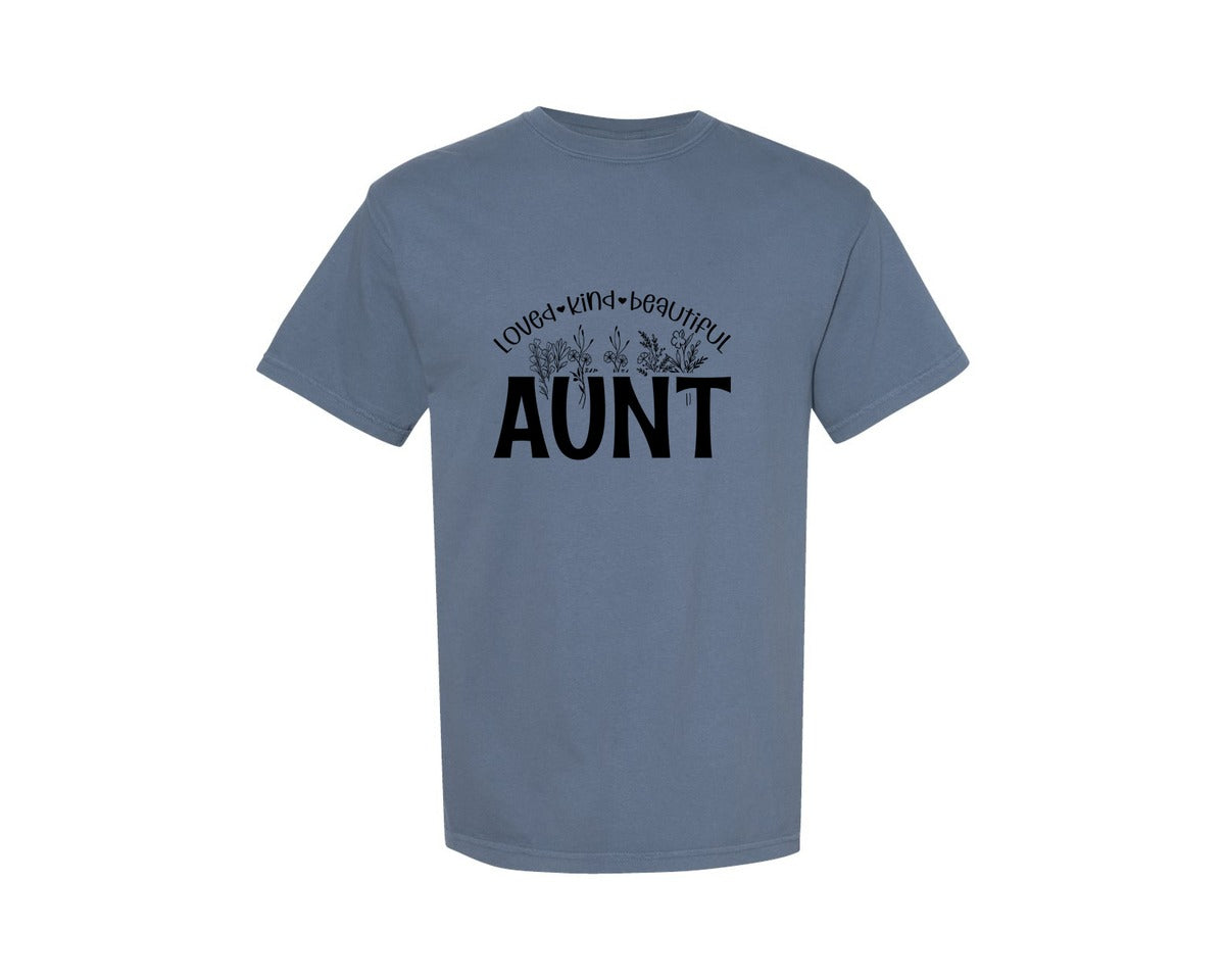 brand:Comfort Colors|color:Blue Jean|Aunt Aunt Design Graphic T-Shirt