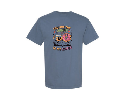 brand:Comfort Colors|color:Blue Jean|Cute Donut Coffee Couple T Shirt Graphic T-Shirt