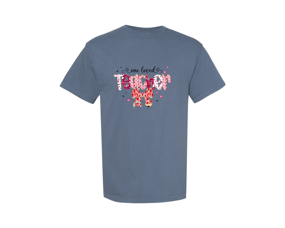 brand:Comfort Colors|color:Blue Jean|Teacher Valentine Loved Teacher 6 Graphic T-Shirt