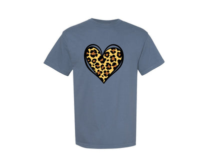 brand:Comfort Colors|color:Blue Jean|Leopard Heart 2 Graphic T-Shirt