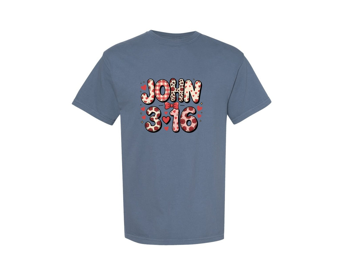 brand:Comfort Colors|color:Blue Jean|John 316 Preppy Valentine 6 Graphic T-Shirt