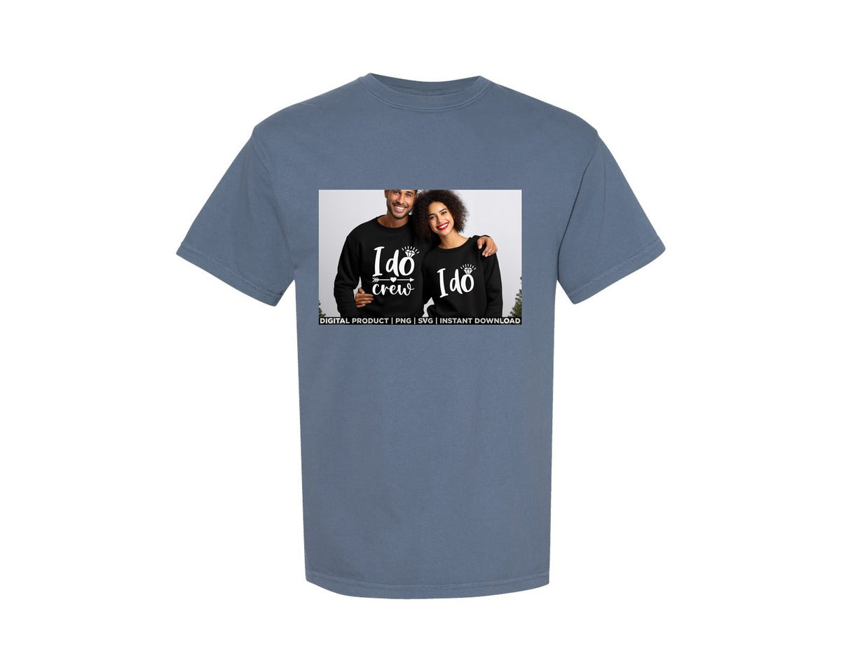 brand:Comfort Colors|color:Blue Jean|I Do I Do Crew Bachelorette Couple Tee Graphic T-Shirt