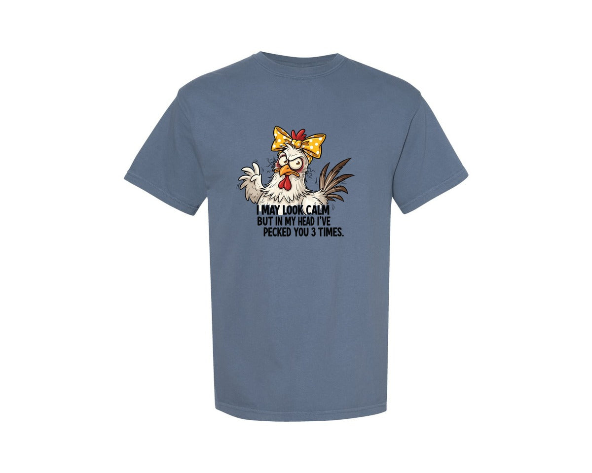 brand:Comfort Colors|color:Blue Jean|Funny Chicken 3 Graphic T-Shirt