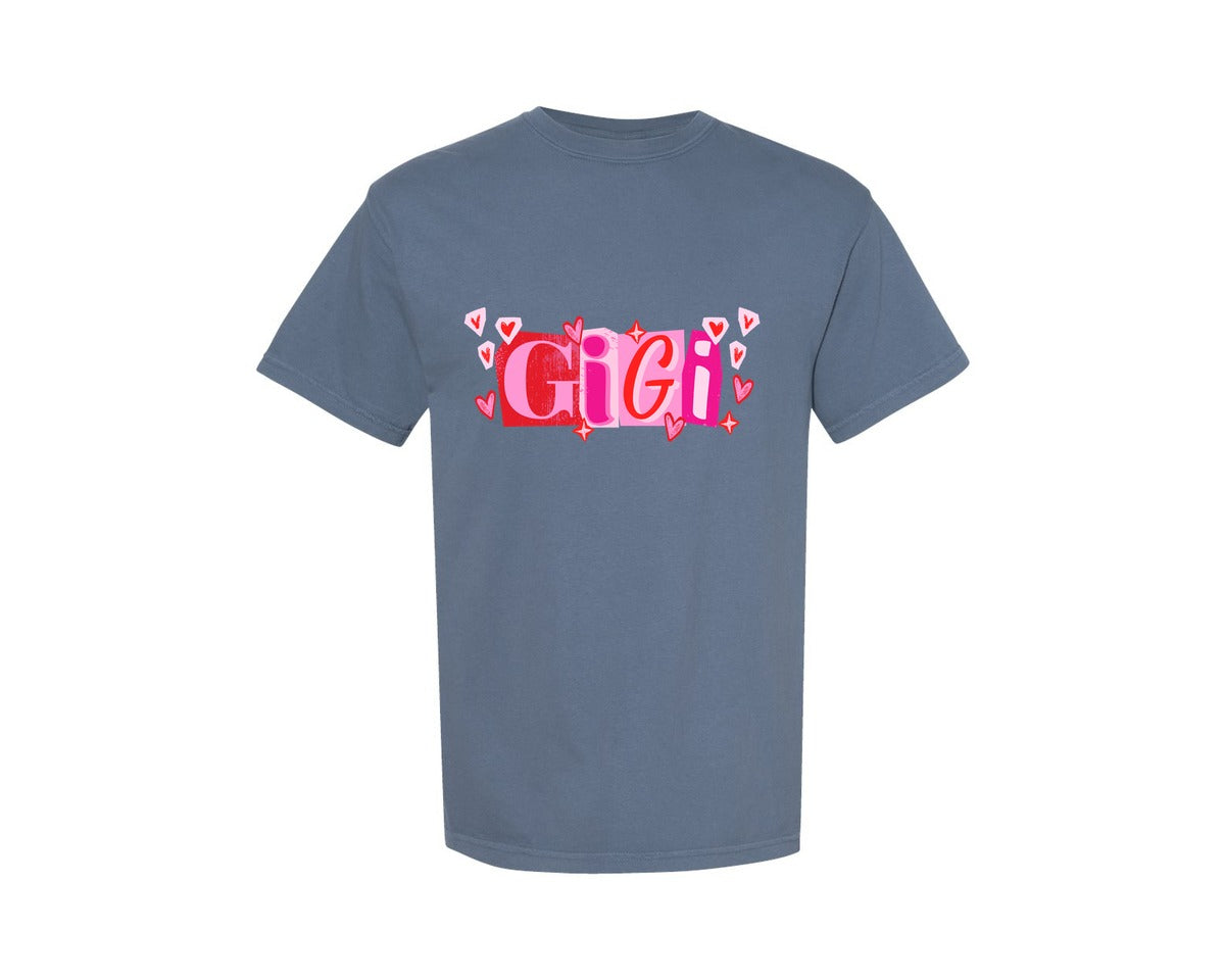 brand:Comfort Colors|color:Blue Jean|Gigi Valentine Ransom Letter Graphic T-Shirt