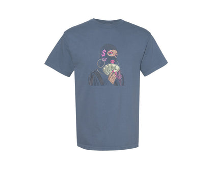 brand:Comfort Colors|color:Blue Jean|Dollar Queen Urban Art Graphic T-Shirt