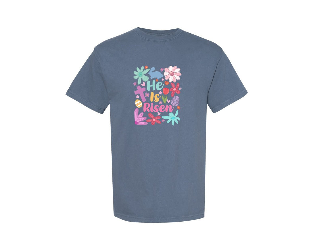 brand:Comfort Colors|color:Blue Jean|Boho Christian Easter Graphic T-Shirt