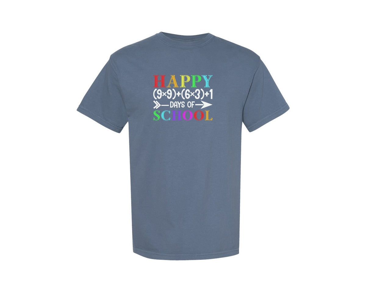 brand:Comfort Colors|color:Blue Jean|Happy 100 Days Of School T Shirt 7 Graphic T-Shirt