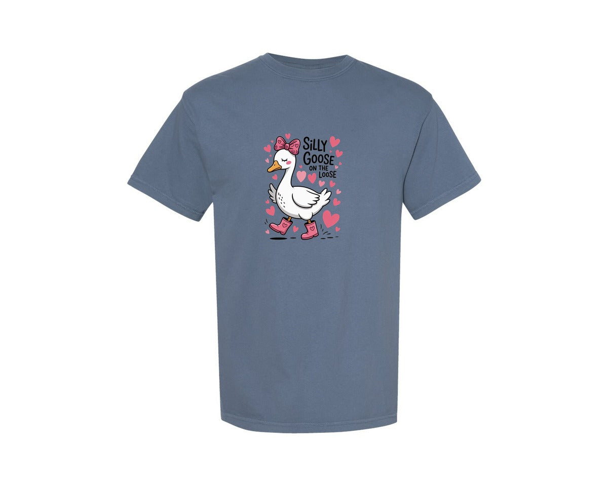 brand:Comfort Colors|color:Blue Jean|Silly Goose On The Loose Valent Graphic T-Shirt