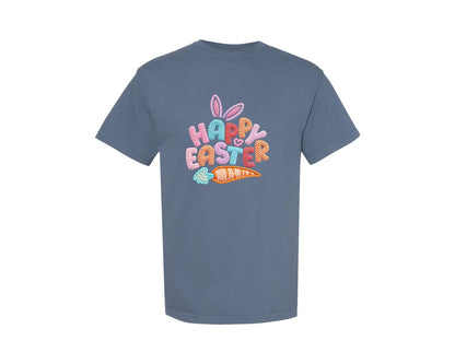 brand:Comfort Colors|color:Blue Jean|Happy Easter Bunny Faux Graphic T-Shirt