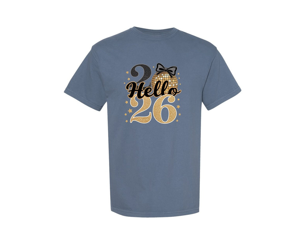brand:Comfort Colors|color:Blue Jean|Happy New Year 2026 Trendy New Years Graphic T-Shirt