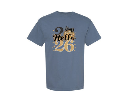brand:Comfort Colors|color:Blue Jean|Happy New Year 2026 Trendy New Years Graphic T-Shirt