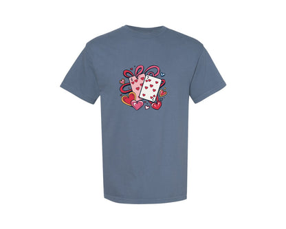 brand:Comfort Colors|color:Blue Jean|Playing Cards Valentine 6 7 7 Graphic T-Shirt