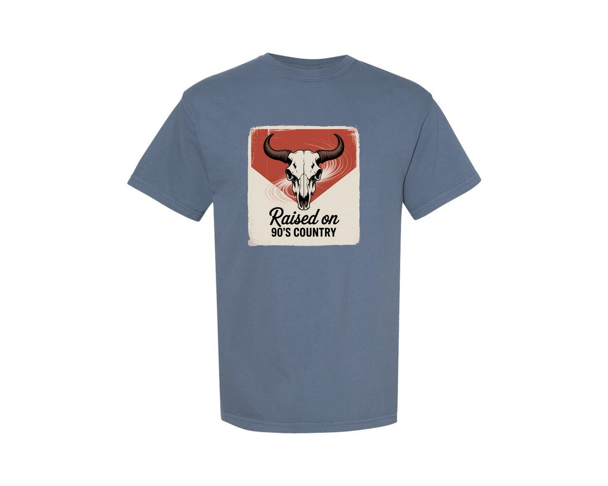 brand:Comfort Colors|color:Blue Jean|90S Country Skull Retro Western Graphic T-Shirt