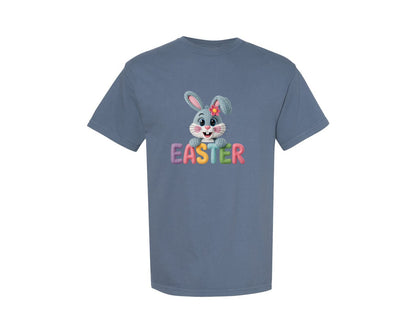 brand:Comfort Colors|color:Blue Jean|Cute Knitted Bunny Easter Design Graphic T-Shirt