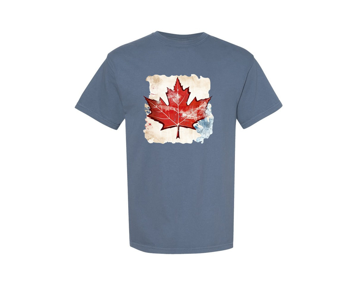brand:Comfort Colors|color:Blue Jean|Canada Day Canadian Flag Leaf Graphic T-Shirt