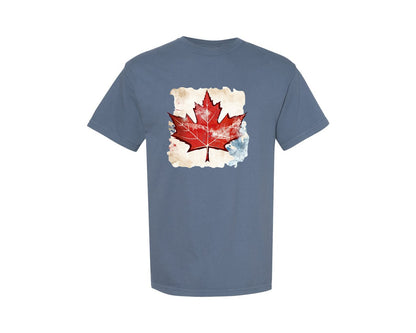brand:Comfort Colors|color:Blue Jean|Canada Day Canadian Flag Leaf Graphic T-Shirt