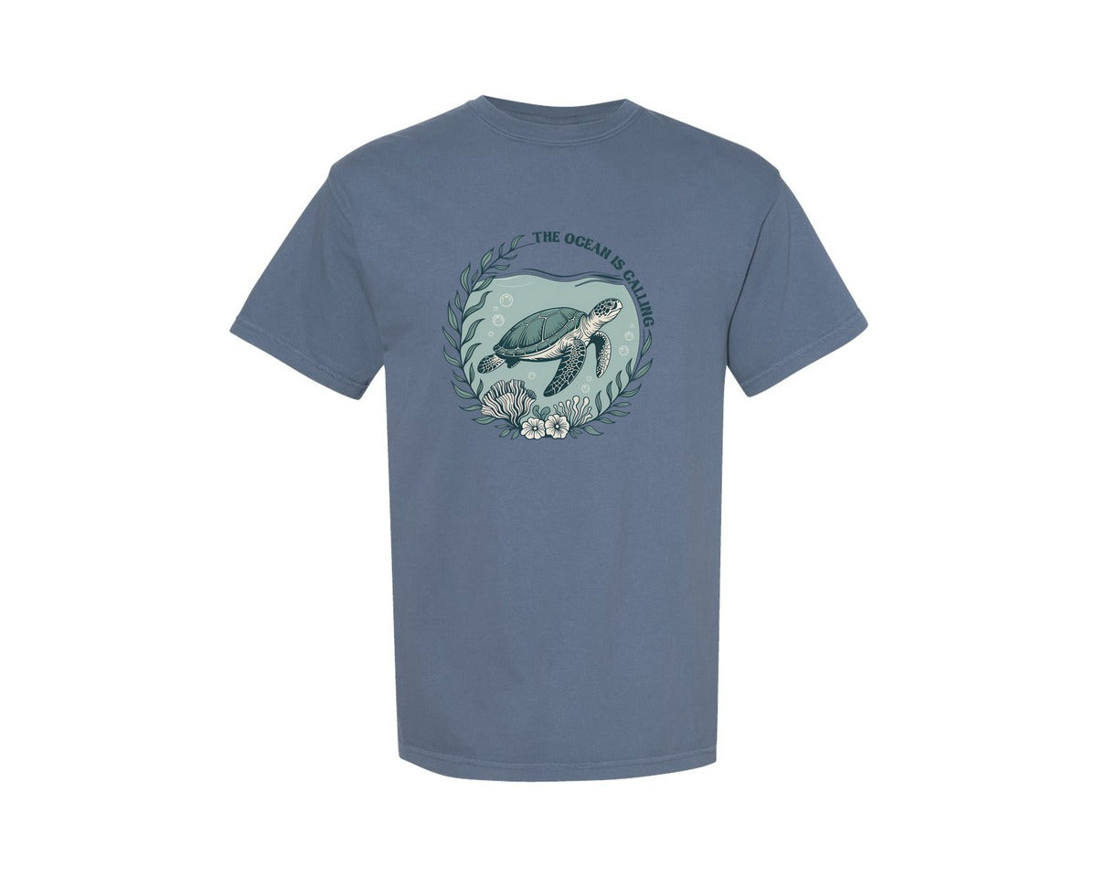 brand:Comfort Colors|color:Blue Jean|Summer Vibes Beach Ocean Graphic T-Shirt