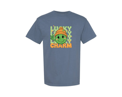 brand:Comfort Colors|color:Blue Jean|Howdy Lucky Charm St Patricks Day 2 Graphic T-Shirt