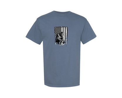 brand:Comfort Colors|color:Blue Jean|Bigfoot Squatch Shirt Bigfoot Usa Flag Graphic T-Shirt