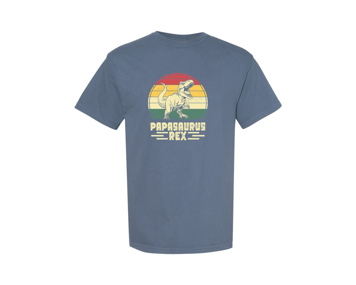 brand:Comfort Colors|color:Blue Jean|Papasaurus Rex Father T Shirt Design Graphic T-Shirt