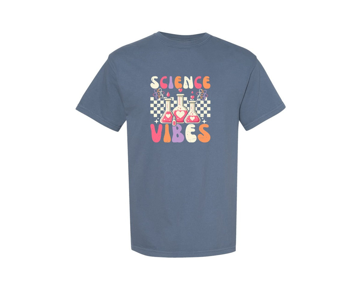 brand:Comfort Colors|color:Blue Jean|Groovy Science Vibes Chemistry T Shirt Graphic T-Shirt