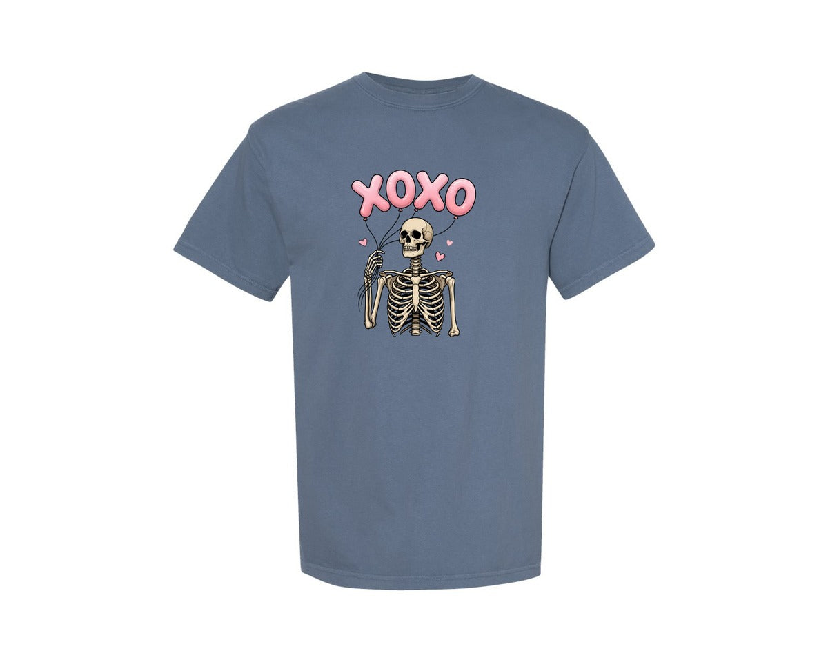 brand:Comfort Colors|color:Blue Jean|Xoxo Skeleton Valentine Graphic T-Shirt