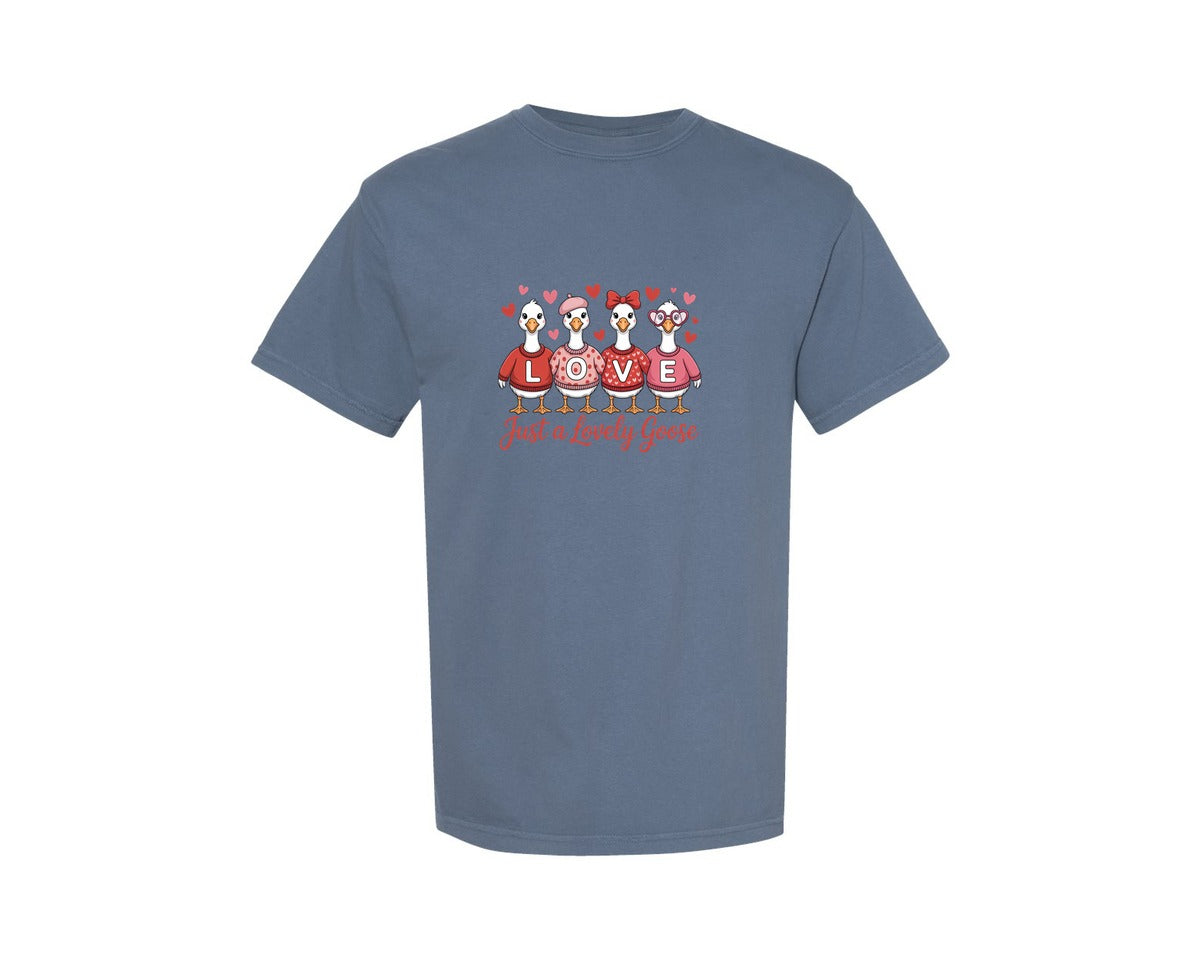 brand:Comfort Colors|color:Blue Jean|Funny Valentine Goose Cute Lovely Graphic T-Shirt