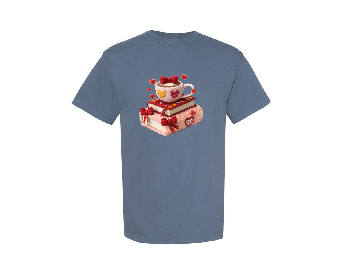 brand:Comfort Colors|color:Blue Jean|Faux Yarn All Booked For Valentines Graphic T-Shirt