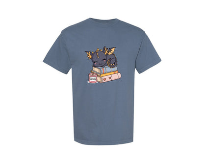 brand:Comfort Colors|color:Blue Jean|Smells Like Book Dragon Cute Fantasy 4 Graphic T-Shirt