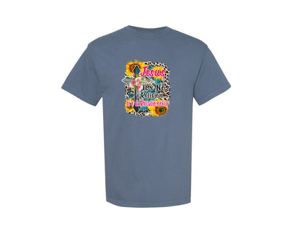 brand:Comfort Colors|color:Blue Jean|Christians Religious Jesus It Graphic T-Shirt