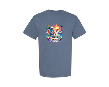 brand:Comfort Colors|color:Blue Jean|Cruise Skeleton Funny Graphic T-Shirt