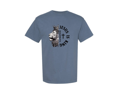 brand:Comfort Colors|color:Blue Jean|Jesus Is King Christian Graphic T-Shirt