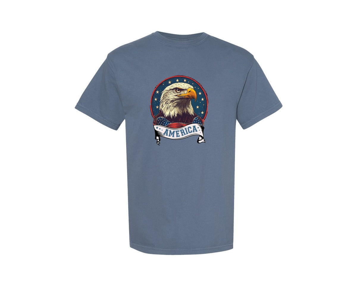 brand:Comfort Colors|color:Blue Jean|4Th Of July Patriotic America Graphic T-Shirt