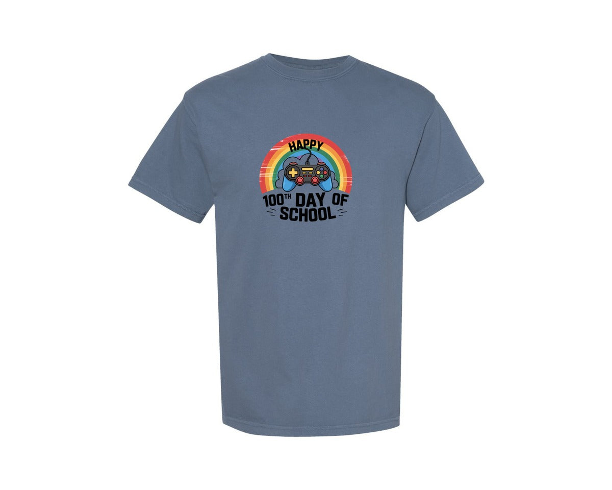 brand:Comfort Colors|color:Blue Jean|Happy 100Th Day Of School 8 Graphic T-Shirt