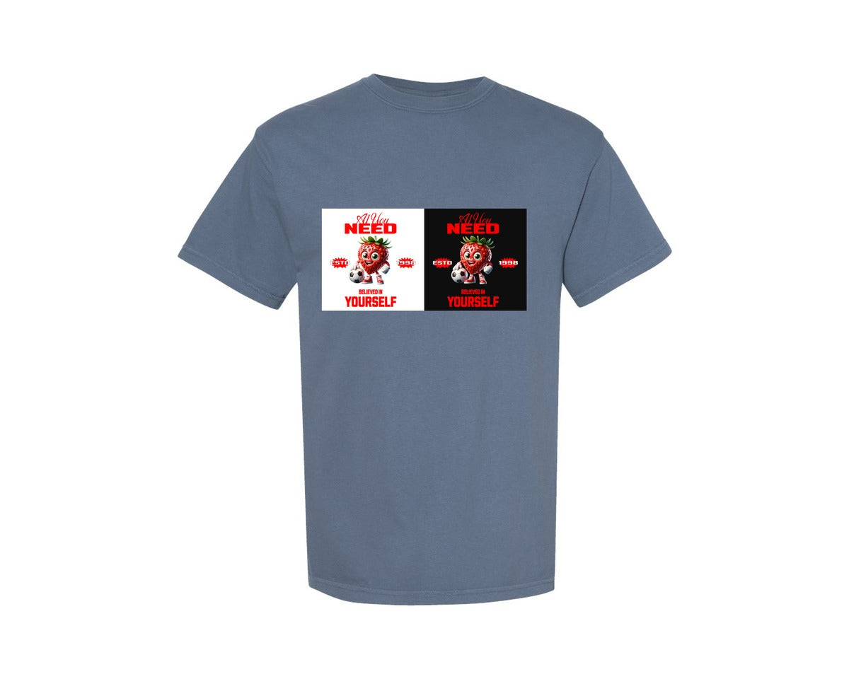 brand:Comfort Colors|color:Blue Jean|All You Need Strawberry Design Graphic T-Shirt