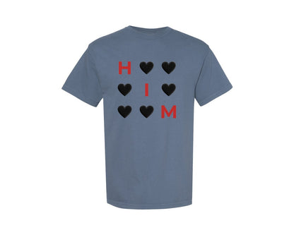 brand:Comfort Colors|color:Blue Jean|Tic Tac Toe Hearts Couple Valentine Graphic T-Shirt