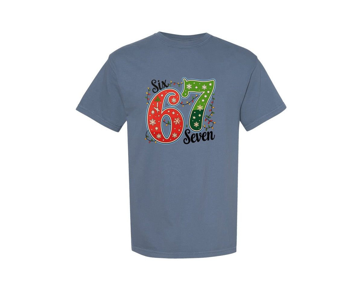 brand:Comfort Colors|color:Blue Jean|Six Seven 67 6 7 Christmas Xmas Meme Graphic T-Shirt