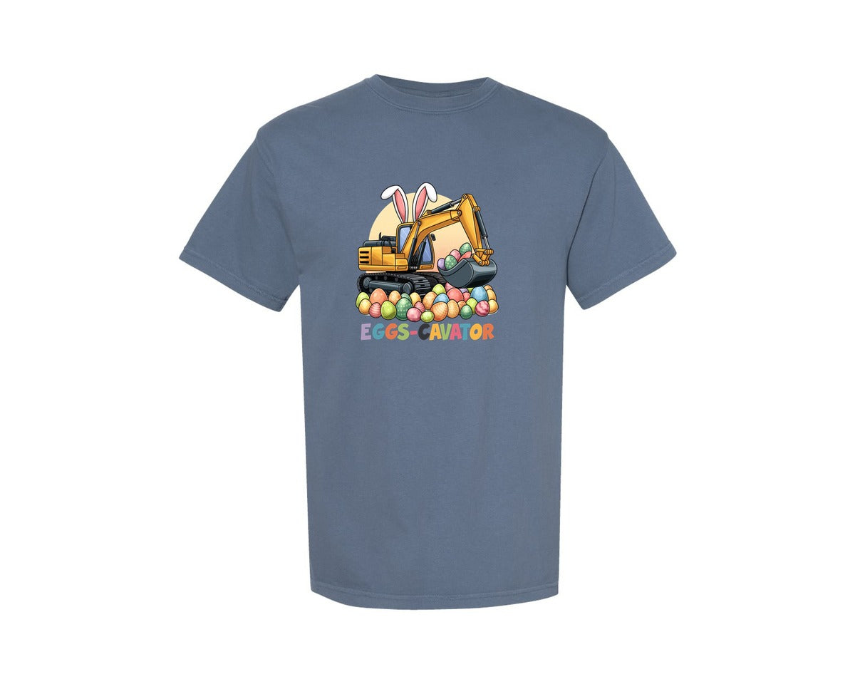 brand:Comfort Colors|color:Blue Jean|Eggs Cavator Easter Excavator 2 Graphic T-Shirt