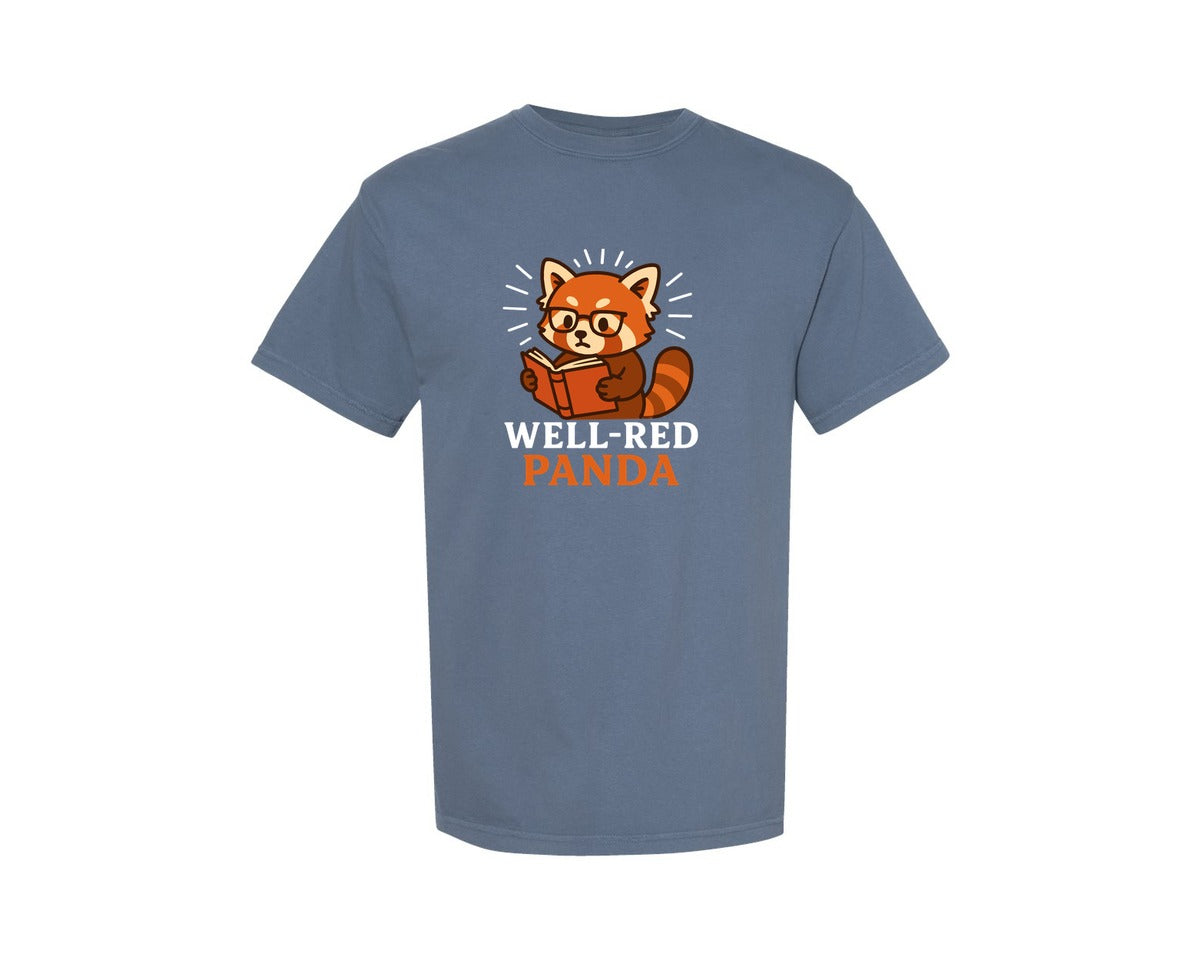 brand:Comfort Colors|color:Blue Jean|Funny Red Panda Book Lover T Shirt Graphic T-Shirt