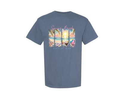 brand:Comfort Colors|color:Blue Jean|Spring Break Vacation Beach Graphic T-Shirt