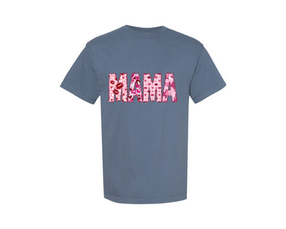 brand:Comfort Colors|color:Blue Jean|Valentine Mama Valentine Day Love Heart Graphic T-Shirt