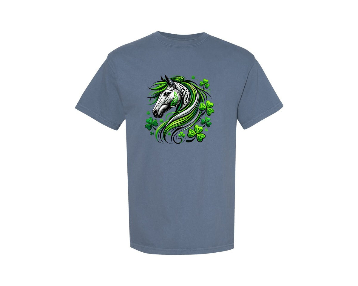 brand:Comfort Colors|color:Blue Jean|St Patricks Day Horse Lucky Graphic T-Shirt