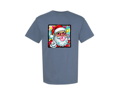 brand:Comfort Colors|color:Blue Jean|Vintage Santa Peach Christmas Graphic T-Shirt