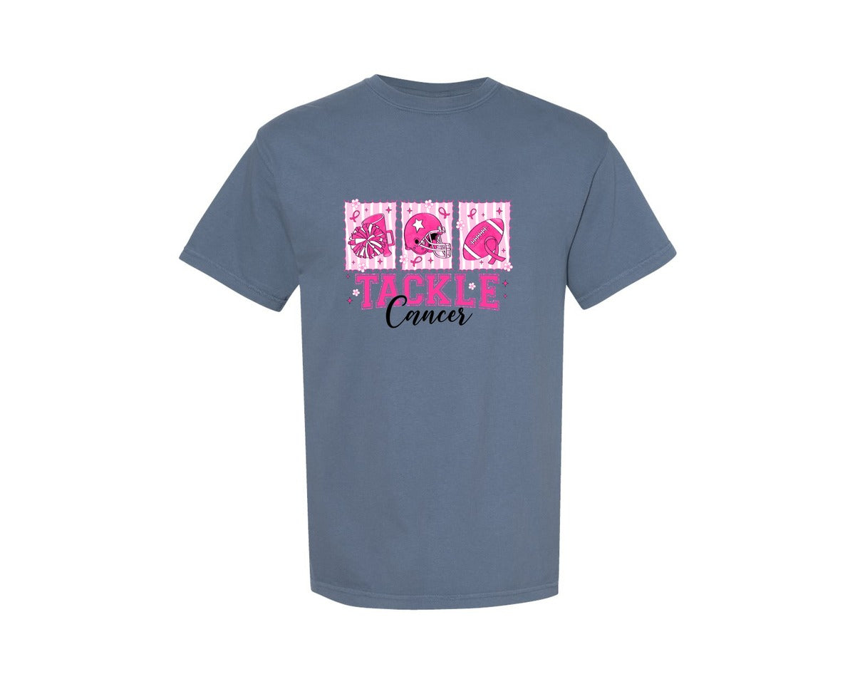 brand:Comfort Colors|color:Blue Jean|Tackle Cancer Pink Graphic T-Shirt