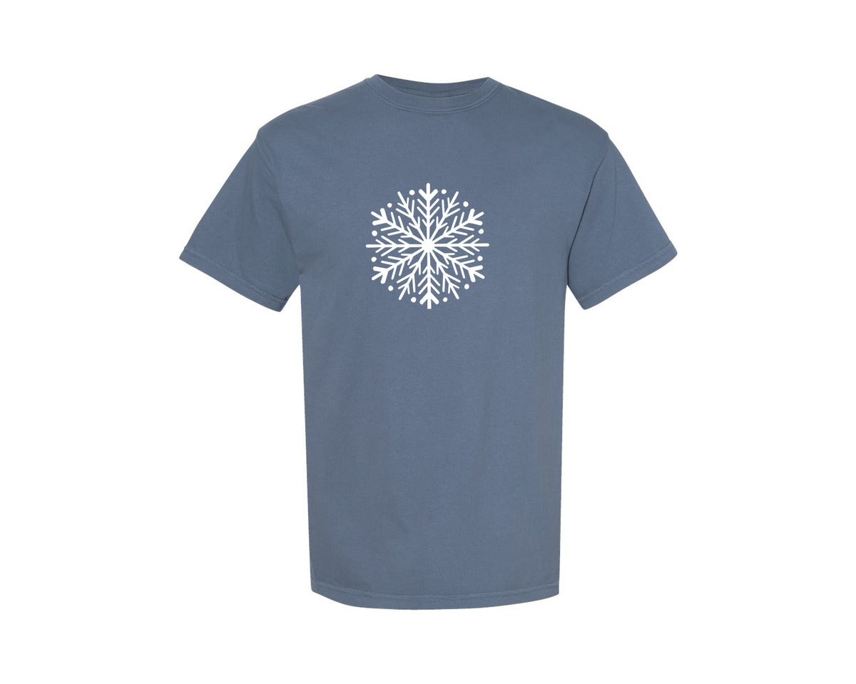 brand:Comfort Colors|color:Blue Jean|Cute Snowflake Winter Graphic T-Shirt