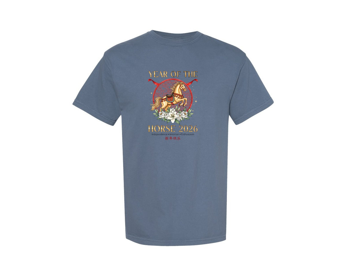 brand:Comfort Colors|color:Blue Jean|Chinese New Year Horse 4 Graphic T-Shirt
