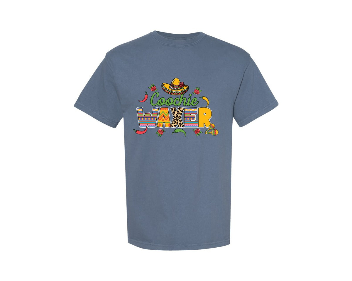 brand:Comfort Colors|color:Blue Jean|Cinco De Mayo Coochie Waxer Mexico Graphic T-Shirt