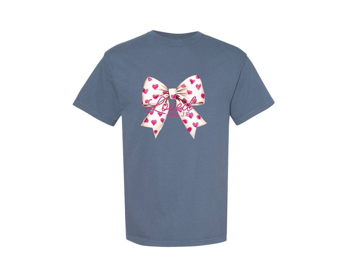 brand:Comfort Colors|color:Blue Jean|Christian Valentines Loved John 316 3 Graphic T-Shirt